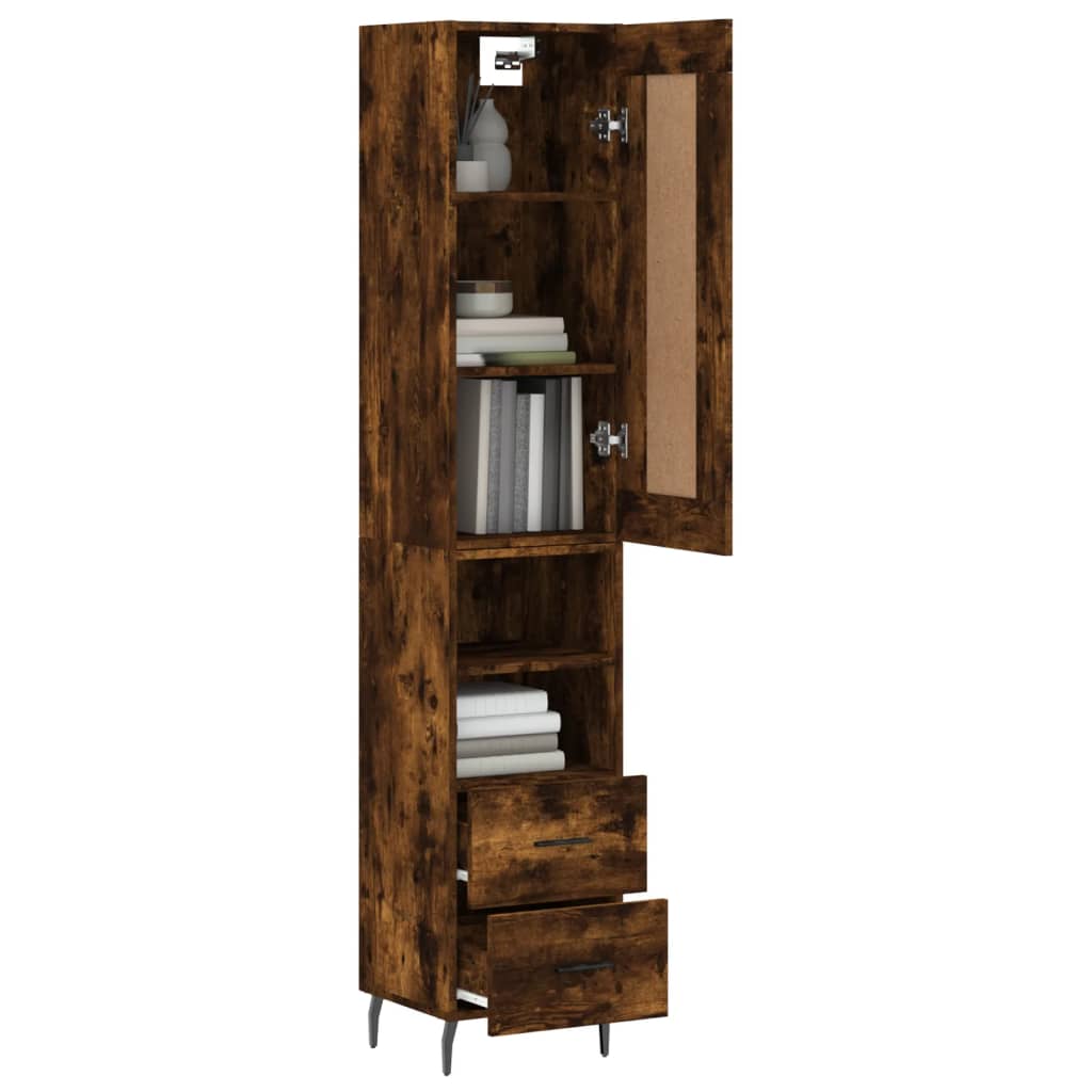 vidaXL Highboard Räuchereiche 34,5x34x180 cm Holzwerkstoff