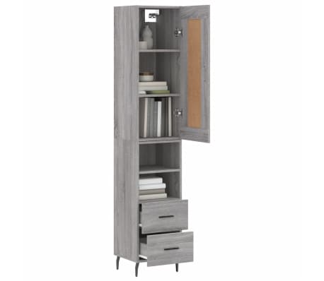 vidaXL Highboard Grey Sonoma 34.5x34x180 cm Engineered Wood