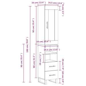 Skříň highboard betonově šedá 34,5x34x180 cm kompozitní dřevo - obrázek 14