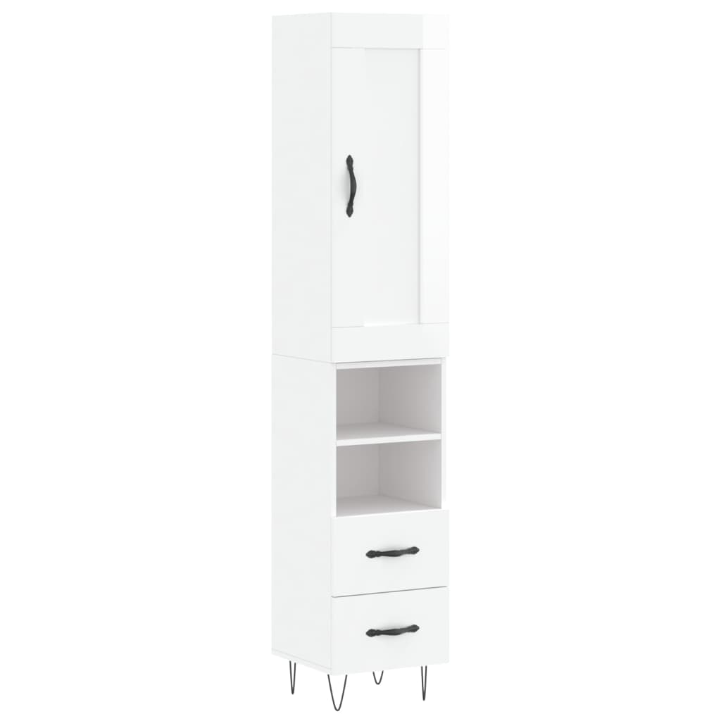 vidaXL Skříň highboard bílá s vysokým leskem 34,5x34x180 cm kompozit