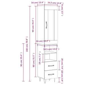 Skříň highboard bílá s vysokým leskem 34,5x34x180 cm kompozit - obrázek 14