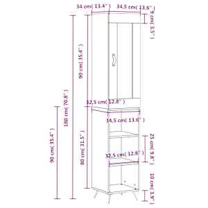 Skříň highboard bílá s vysokým leskem 34,5x34x180 cm kompozit - obrázek 13