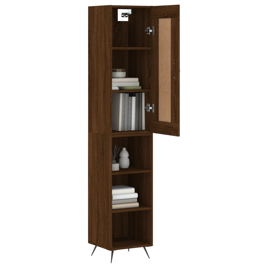 vidaXL Highboard Brown Oak 34.5x34x180 cm Engineered Wood