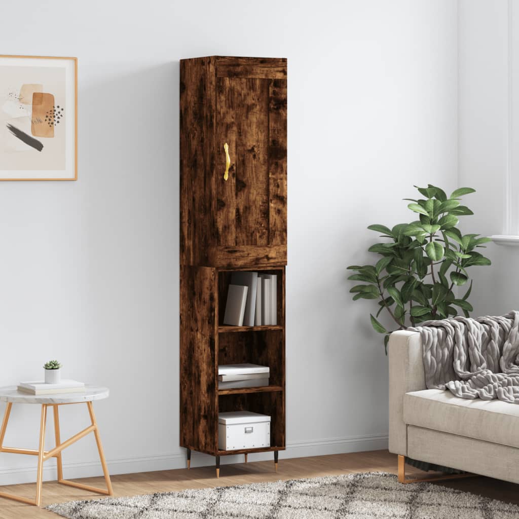 vidaXL Highboard Räuchereiche 34,5x34x180 cm Holzwerkstoff