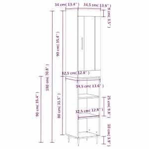 Skříň highboard kouřový dub 34,5 x 34 x 180 cm kompozitní dřevo - obrázek 13