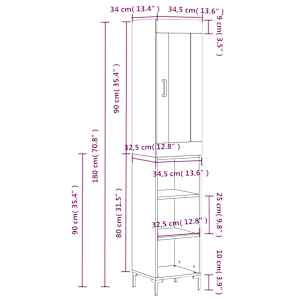Skříň highboard černá 34,5 x 34 x 180 cm kompozitní dřevo - obrázek 13