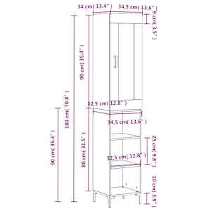 Skříň highboard dub sonoma 34,5 x 34 x 180 cm kompozitní dřevo - obrázek 13