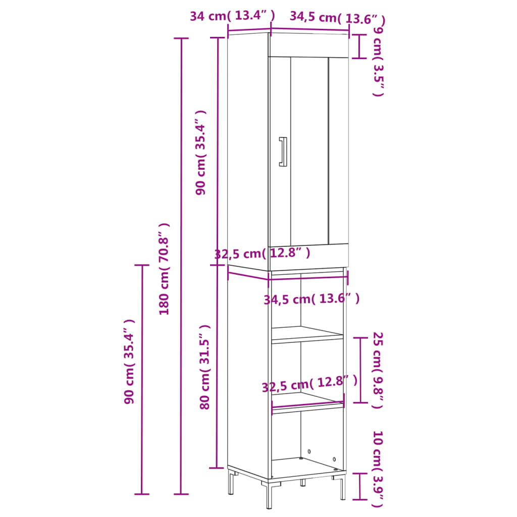 Skříň highboard betonově šedá 34,5x34x180 cm kompozitní dřevo - obrázek 13