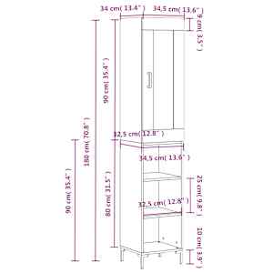 Skříň highboard betonově šedá 34,5x34x180 cm kompozitní dřevo - obrázek 13