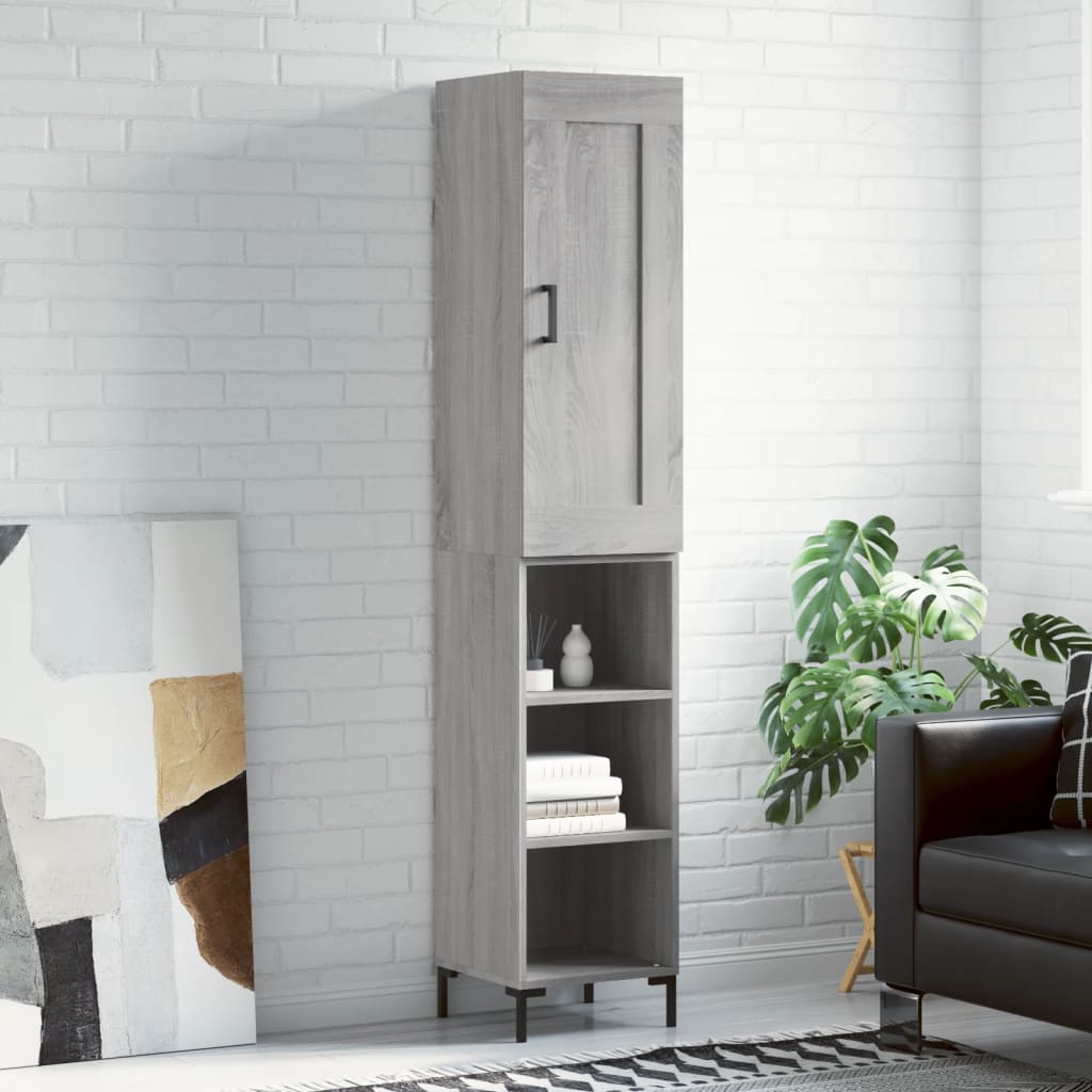 vidaXL Dulap înalt, gri sonoma, 34,5x34x180 cm, lemn prelucrat
