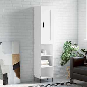 Visoka omara bela 34,5x34x180 cm inženirski les