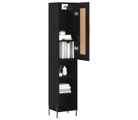 vidaXL Highboard Black 34.5x34x180 cm Engineered Wood