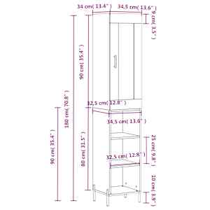 Skříň highboard dub sonoma 34,5 x 34 x 180 cm kompozitní dřevo - obrázek 13