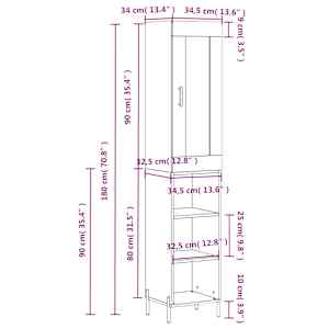 Skříň highboard kouřový dub 34,5 x 34 x 180 cm kompozitní dřevo - obrázek 13