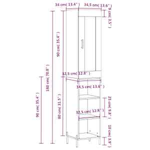 Skříň highboard šedá sonoma 34,5 x 34 x 180 cm kompozitní dřevo - obrázek 13