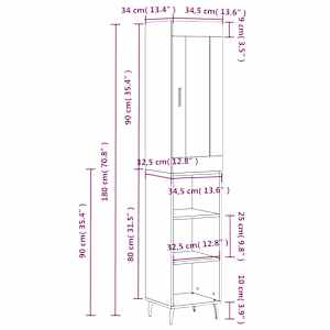 Skříň highboard bílá 34,5 x 34 x 180 cm kompozitní dřevo - obrázek 13