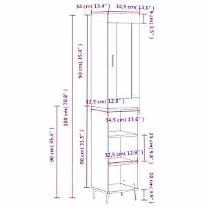 Skříň highboard šedá sonoma 34,5 x 34 x 180 cm kompozitní dřevo - obrázek 13