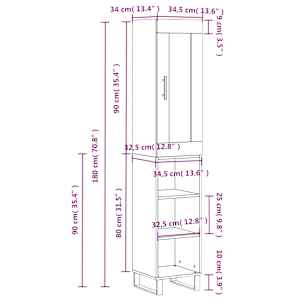 Skříň highboard betonově šedá 34,5x34x180 cm kompozitní dřevo - obrázek 13