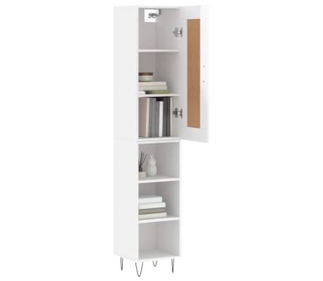 vidaXL Highboard High Gloss White 34.5x34x180 cm Engineered Wood