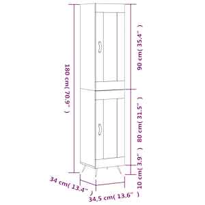Skříň highboard bílá 34,5 x 34 x 180 cm kompozitní dřevo - obrázek 13