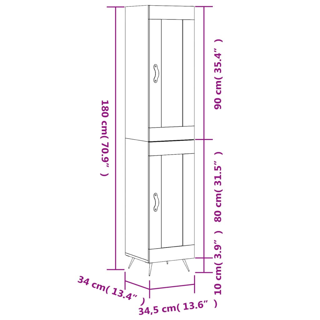 Skříň highboard dub sonoma 34,5 x 34 x 180 cm kompozitní dřevo - obrázek 13