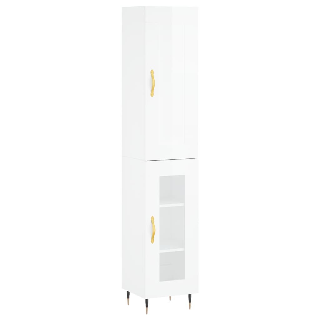 vidaXL Skříň highboard bílá s vysokým leskem 34,5x34x180 cm kompozit