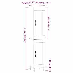 Skříň highboard betonově šedá 34,5x34x180 cm kompozitní dřevo - obrázek 13