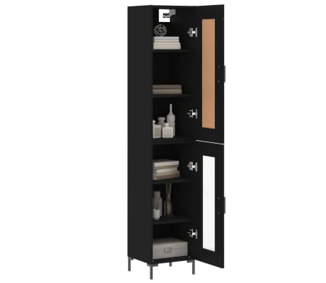 vidaXL Highboard Black 34.5x34x180 cm Engineered Wood