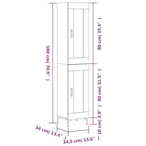 Skříň highboard betonově šedá 34,5x34x180 cm kompozitní dřevo - obrázek 13
