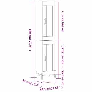 Skříň highboard bílá 34,5 x 34 x 180 cm kompozitní dřevo - obrázek 13
