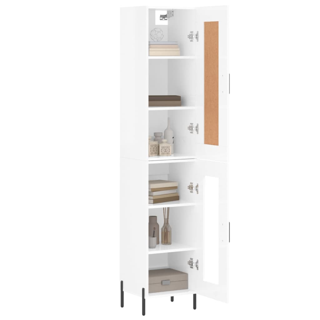 vidaXL Highboard Hochglanz-Weiß 34,5x34x180 cm Holzwerkstoff