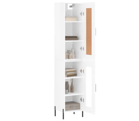 vidaXL Highboard Hochglanz-Weiß 34,5x34x180 cm Holzwerkstoff