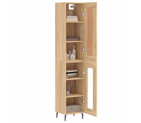 vidaXL Highboard sonoma eik 34,5x34x180 cm konstruert tre