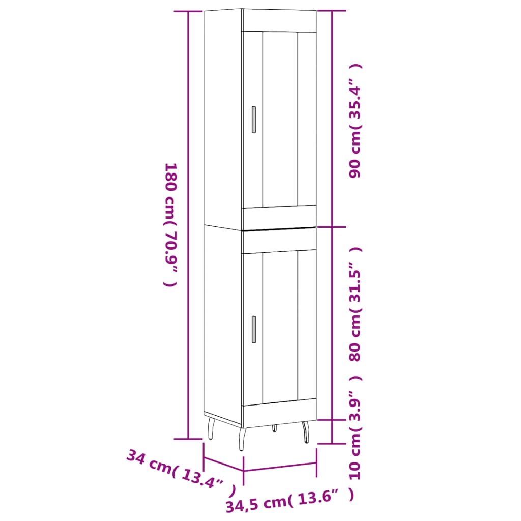 Skříň highboard betonově šedá 34,5x34x180 cm kompozitní dřevo - obrázek 13