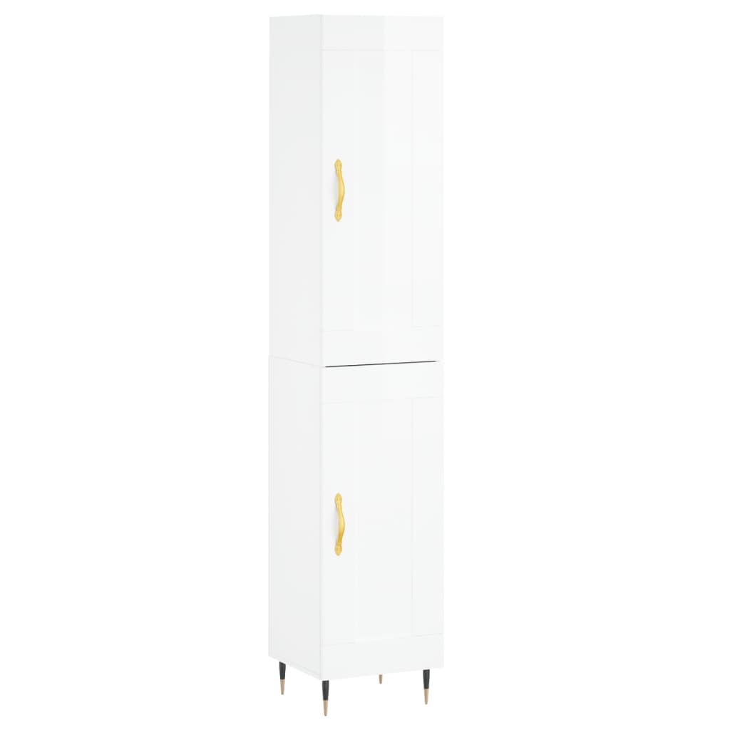 vidaXL Skříň highboard bílá s vysokým leskem 34,5x34x180 cm kompozit