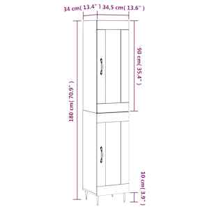Skříň highboard betonově šedá 34,5x34x180 cm kompozitní dřevo - obrázek 13