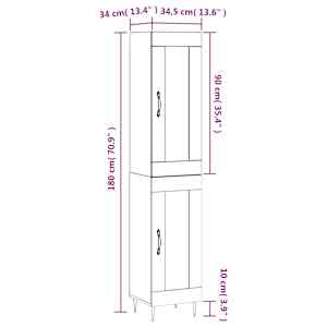 Skříň highboard hnědý dub 34,5 x 34 x 180 cm kompozitní dřevo - obrázek 13