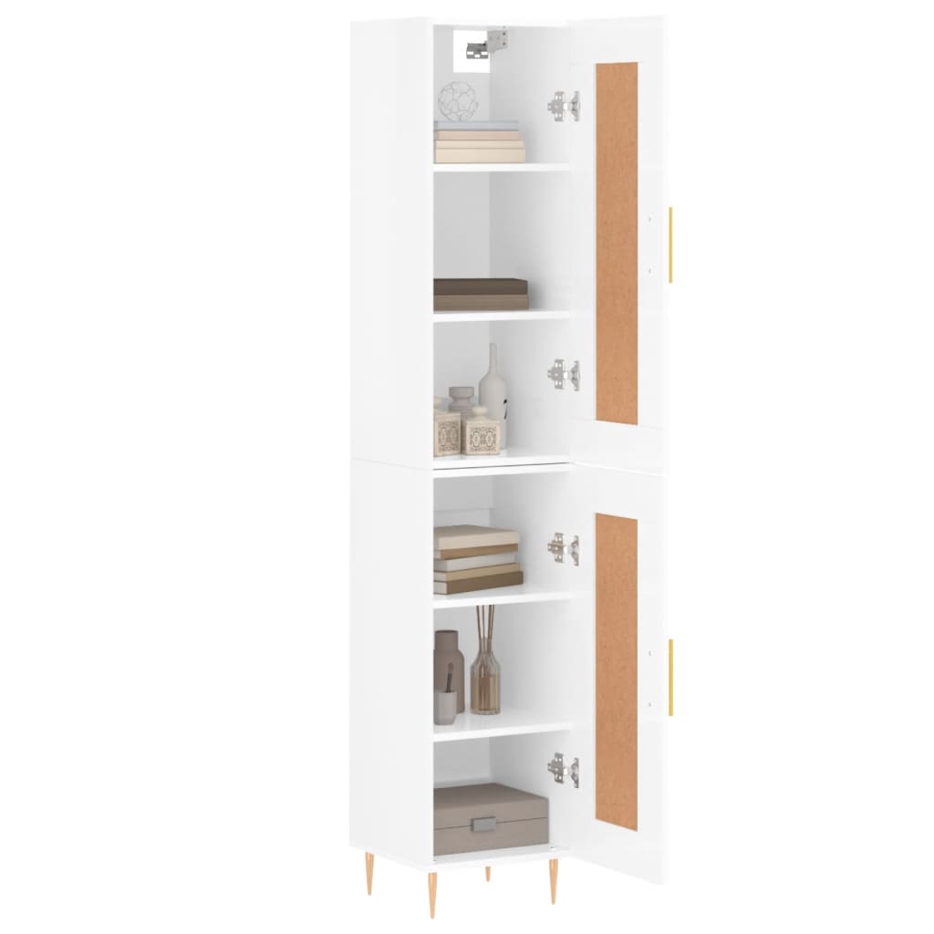 vidaXL Buffet haut Blanc brillant 34,5x34x180 cm Bois d'ingénierie