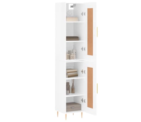 vidaXL Buffet haut Blanc brillant 34,5x34x180 cm Bois d'ingénierie