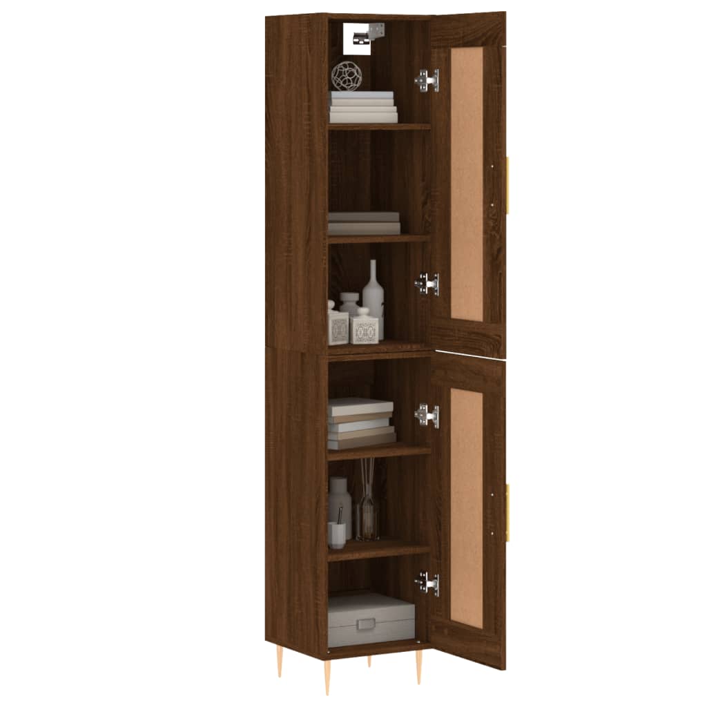 vidaXL Highboard brun eik 34,5x34x180 cm konstruert tre