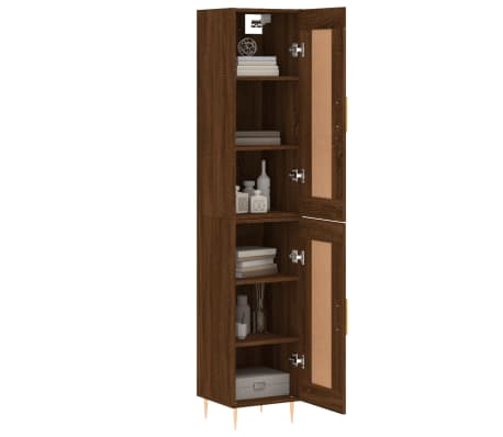 vidaXL Highboard brun eik 34,5x34x180 cm konstruert tre