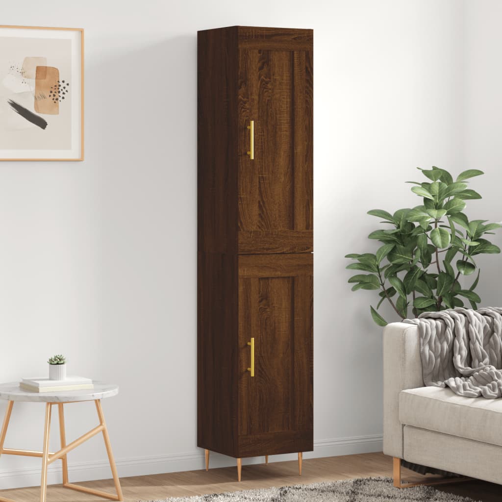 vidaXL Buffet haut Chêne marron 34,5x34x180 cm Bois d'ingénierie