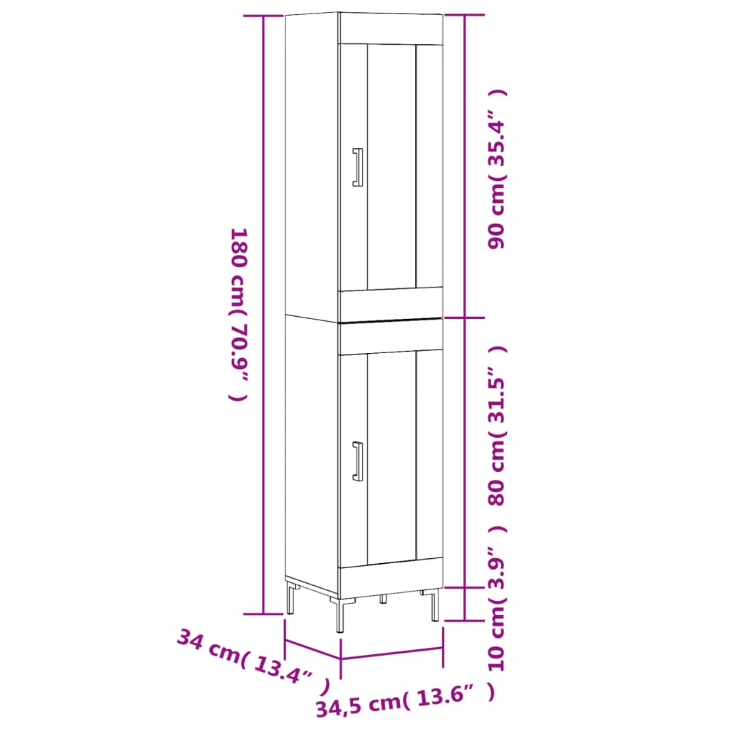 Skříň highboard betonově šedá 34,5x34x180 cm kompozitní dřevo - obrázek 13