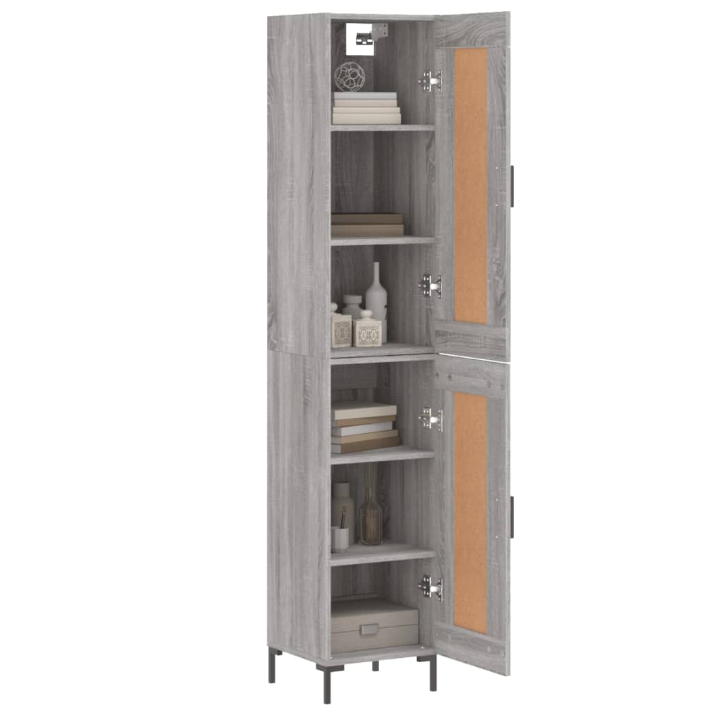 vidaXL Hoge kast 34,5x34x180 cm bewerkt hout grijs sonoma eikenkleurig