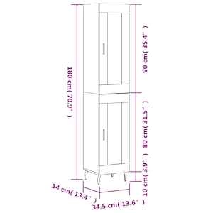 Skříň highboard bílá 34,5 x 34 x 180 cm kompozitní dřevo - obrázek 13