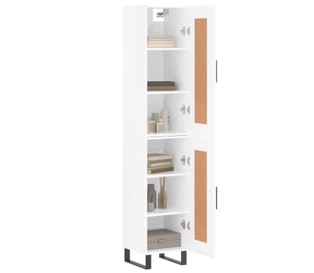 vidaXL Buffet haut Blanc brillant 34,5x34x180 cm Bois d'ing&eacute;nierie