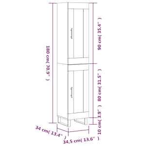 Skříň highboard betonově šedá 34,5x34x180 cm kompozitní dřevo - obrázek 13