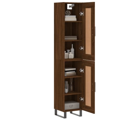 vidaXL Highboard Braun Eichen-Optik 34,5x34x180 cm Holzwerkstoff