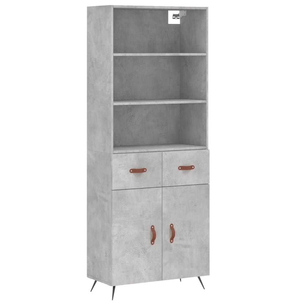 Thumbnail - vidaXL Highboard Betongrau 69,5x34x180 cm Holzwerkstoff