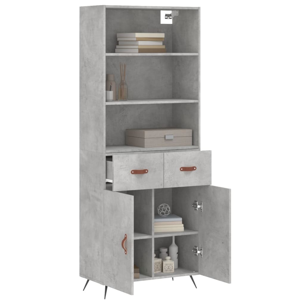 Thumbnail - vidaXL Highboard Betongrau 69,5x34x180 cm Holzwerkstoff